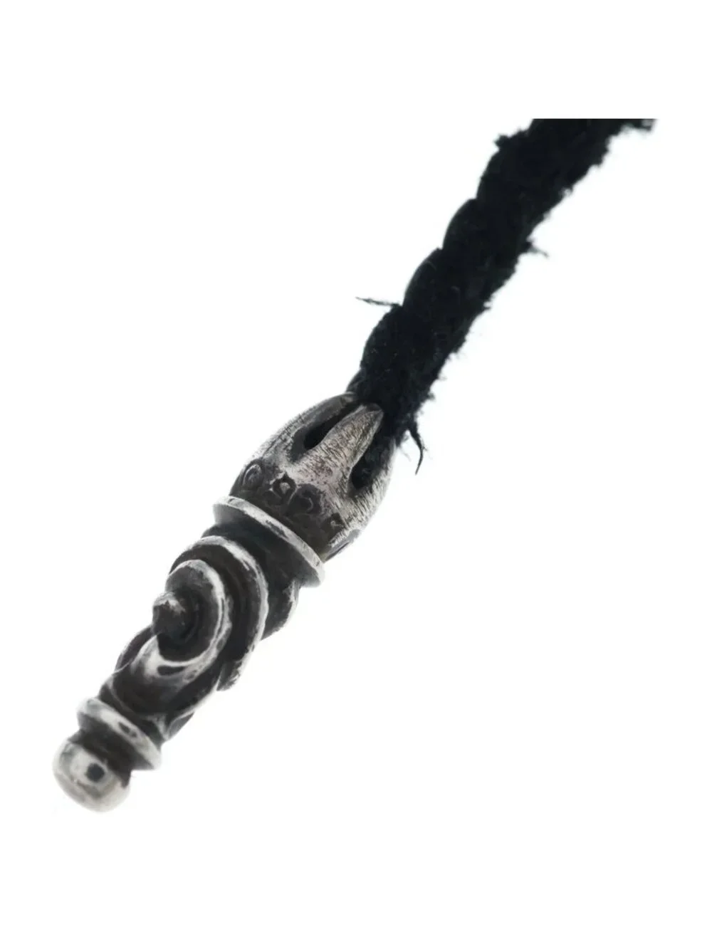 Chrome Hearts BS Fluer BC BS Flare Leather Blade Bolo Chip Necklace Black Silver